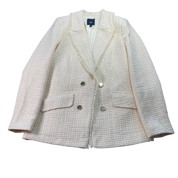 NWOT River Island Cream Boucle w/ Gold Buttons Blazer/Jacket size US 6 - Picture 12 of 16